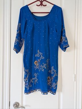 Blue Salwar Kameez With Dupatta